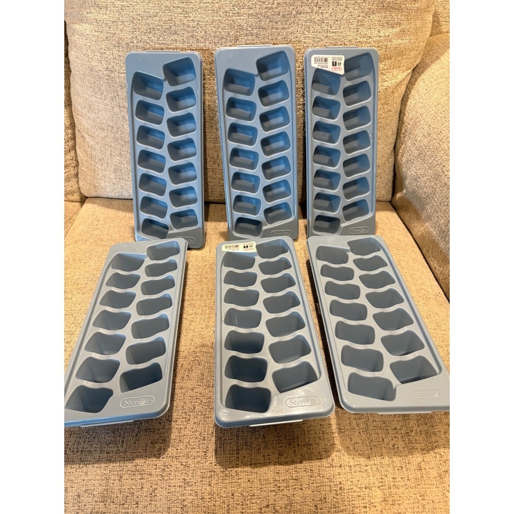 Sterilite Ice Cube Trays Set of 6 Washed Blue Stackable BPA Free 7262LAB6H